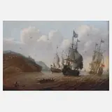 Bonaventura Peeters, Anlandende Galeonen, Öl auf Holzplatte