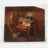 Peter Fendi, Mutterglück, Öl auf Papier