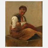 Karl Raupp, Mutter mit ihrem Kind, Öl auf Pappe