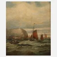 C. Watson, Segelboote vor Steilküste, Öl auf Leinwand