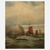C. Watson, Segelboote vor Steilküste, Öl auf Leinwand