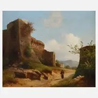 Guido Agostini, Mediterrane Landschaft mit Mönch, 1878, Öl auf Leinwand
