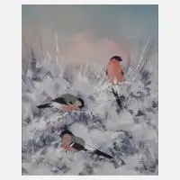 Pär Åkered, Vögel im Winter, Öl auf Leinwand