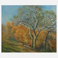 Herbstlandschaft nach Eugen Bracht by Ferdinand Barth, Öl auf Leinwand, sold Nov 2022
