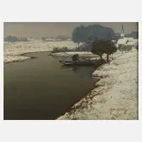 M. Bergmann, Winterabend, Öl auf Leinwand