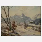 Robert Friedersdorff, Blick zum Watzmann, Öl auf Hartfaserplatte