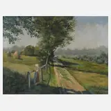 Friederichs, Bäuerin in Sommerlandschaft, Öl auf Leinwand