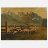 Marta Henckel-Pillnay, Schäfer mit seiner Herde, Öl auf Leinwand