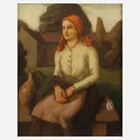 Wolfgang Jäger, "Fränkisches Bauernmädchen", Öl auf Leinwand