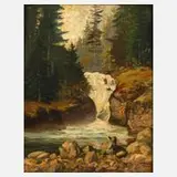 Josef Rolf Knobloch, "Wildbach", Öl auf Sperrholzplatte