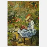 Frans Langeveld, Mädchen im Garten, Öl auf Leinwand