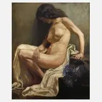 Ernst Liebermann, "Frauenakt mit blauen Astern", Öl auf Leinwand