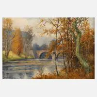 Max Oehler, Die Sternbrücke im Park an der Ilm, 1922, Öl auf Leinwand