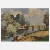 Eugen Reich-Münsterberg, Brücke in Lingen, Öl auf Leinwand und Spannrahmen
