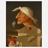 Hans Reiser, "Zwei Köpfe vor Landschaft", Ölmalerei