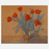 Schlamëus, Expressives Tulpenstillleben, Öl auf Leinwand