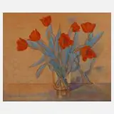 Schlamëus, Expressives Tulpenstillleben, Öl auf Leinwand