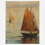 Adolf Schuhknecht, "Fischerboote ...", Öl auf Leinwand