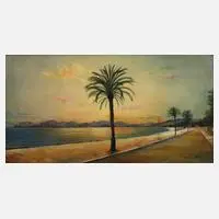 C. Stevens, Seepromenade in Cannes, Öl auf Leinwand