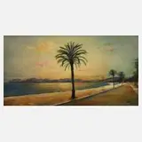 C. Stevens, Seepromenade in Cannes, Öl auf Leinwand