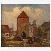 Bernhard Thiering, Am Stadttor, Öl auf Leinwand