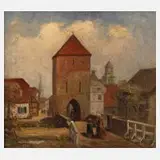 Bernhard Thiering, Am Stadttor, Öl auf Leinwand