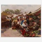 Witman Etelka Vizkeleti, "Markt in Siófok", Öl auf Leinwand