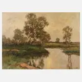 Otto Wild, "Landschaft bei Lilienthal, Worpswede", Öl auf Leinwand