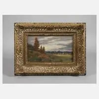 Carl Zopf, Abendlandschaft, Öl auf Leinwand und Platte
