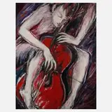 Catalina Braun, Cellistin, Öl auf Leinwand