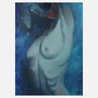 Mädchen-Akt by Marina Schneider-Moog, Acryl auf Leinwand und Keilrahmen, sold Nov 2022