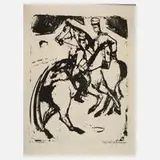 Ernst Ludwig Kirchner, "Auf dem Kasernenhof", Lithographie
