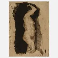 Prof. Käthe Kollwitz, "Stehender weiblicher Akt", Radierung in Braun