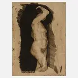 Prof. Käthe Kollwitz, "Stehender weiblicher Akt", Radierung in Braun