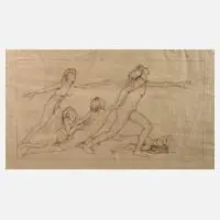 Ida Teichmann, Mädchenakte, Lithographie in Braun auf Japanpapier (?)