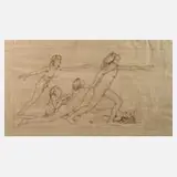 Ida Teichmann, Mädchenakte, Lithographie in Braun auf Japanpapier (?)