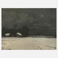Paul Schwerdtner, Nächtliche Winterlandschaft, Radierung