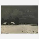 Paul Schwerdtner, Nächtliche Winterlandschaft, Radierung