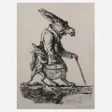 Prof. A. Paul Weber, Der Fuchs und der Esel, Lithographie über Tonplatte