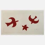 Georges Braque, Komposition mit Vögeln, Lithographie in Rot über Tonplatte