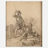 Carl Grünwedel, Kriegsszene, Bleistiftzeichnung mit etwas Tusche