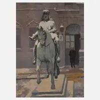Fritz Schnitzler, Am Reiterdenkmal, Gouache auf Karton