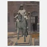 Fritz Schnitzler, Am Reiterdenkmal, Gouache auf Karton