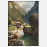 Eduard Freiherr von Handel-Mazzetti, Partie in den Alpen, Aquarell mit partieller Weißhöhung