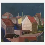 Franz Josef Heinrich, Stadtansicht, Gouache auf leichtem Karton