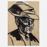 Prof. Walter Hofmann, Damenbildnis, Tusche und Deckweiß auf Pergamentpapier