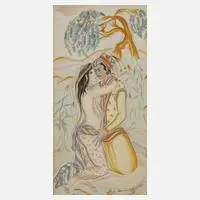 Génia Minache, Orientalisches Liebespaar, Gouache