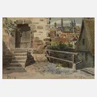 Otto Wiegk, Stiller Winkel in Rothenburg, Aquarell