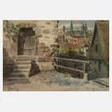 Otto Wiegk, Stiller Winkel in Rothenburg, Aquarell