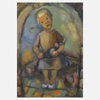 Wittmann, Mädchen mit Puppe, Gouache auf Papier